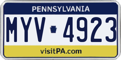 PA license plate MYV4923