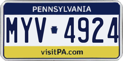 PA license plate MYV4924
