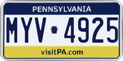 PA license plate MYV4925