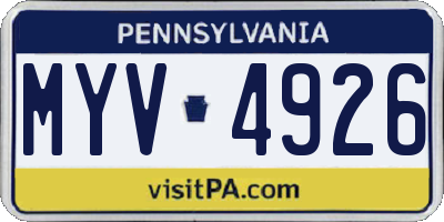 PA license plate MYV4926
