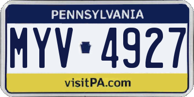 PA license plate MYV4927