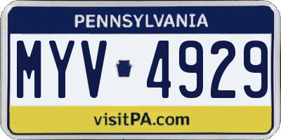 PA license plate MYV4929