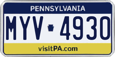PA license plate MYV4930