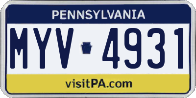 PA license plate MYV4931