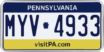 PA license plate MYV4933
