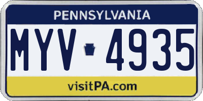 PA license plate MYV4935