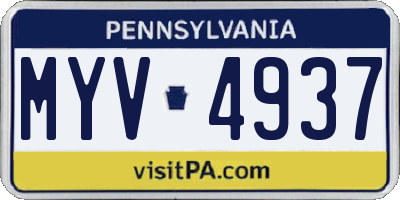 PA license plate MYV4937