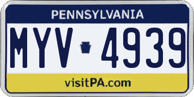 PA license plate MYV4939