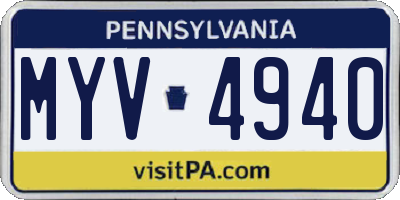 PA license plate MYV4940