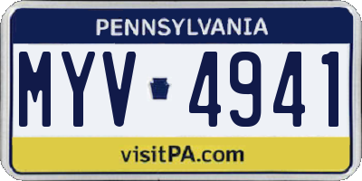 PA license plate MYV4941