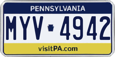 PA license plate MYV4942