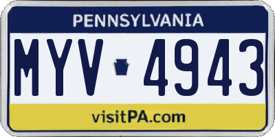 PA license plate MYV4943