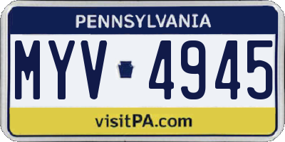 PA license plate MYV4945