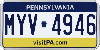 PA license plate MYV4946