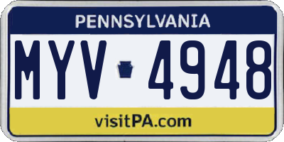 PA license plate MYV4948