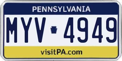 PA license plate MYV4949