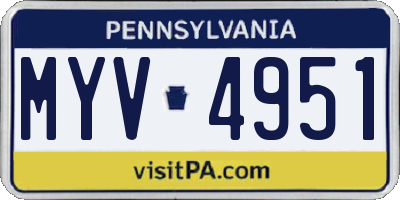 PA license plate MYV4951