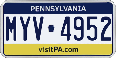 PA license plate MYV4952