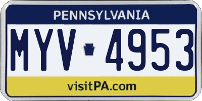 PA license plate MYV4953