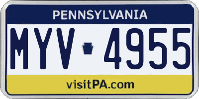PA license plate MYV4955