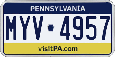 PA license plate MYV4957