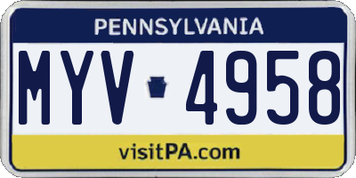 PA license plate MYV4958