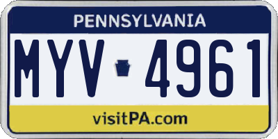 PA license plate MYV4961