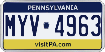 PA license plate MYV4963