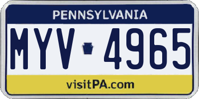 PA license plate MYV4965