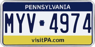 PA license plate MYV4974