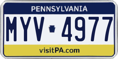 PA license plate MYV4977