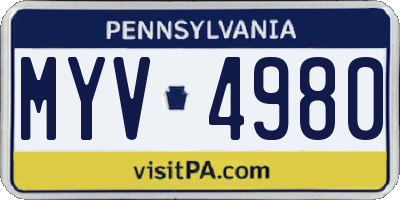 PA license plate MYV4980