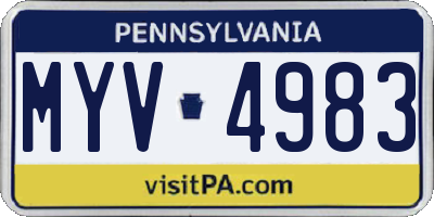 PA license plate MYV4983