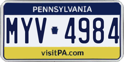 PA license plate MYV4984