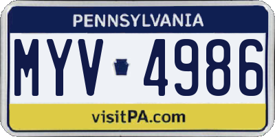 PA license plate MYV4986