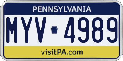 PA license plate MYV4989