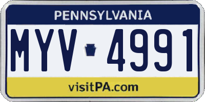 PA license plate MYV4991