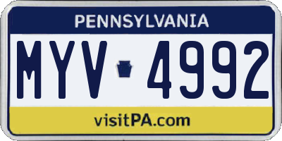 PA license plate MYV4992