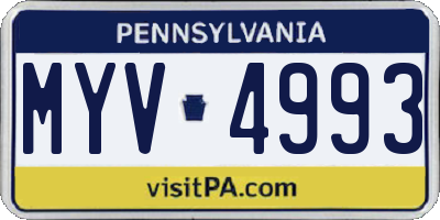 PA license plate MYV4993