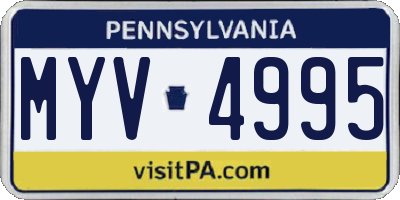 PA license plate MYV4995
