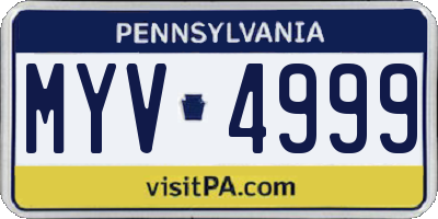 PA license plate MYV4999