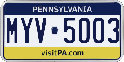 PA license plate MYV5003