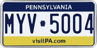 PA license plate MYV5004