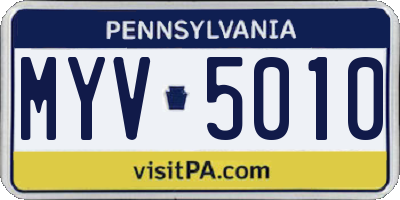 PA license plate MYV5010