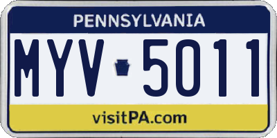 PA license plate MYV5011