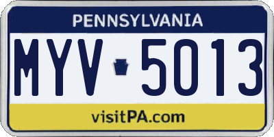 PA license plate MYV5013