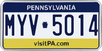 PA license plate MYV5014