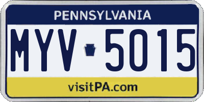 PA license plate MYV5015