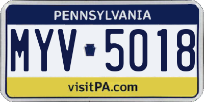 PA license plate MYV5018