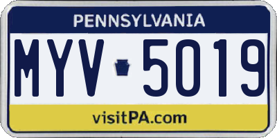 PA license plate MYV5019